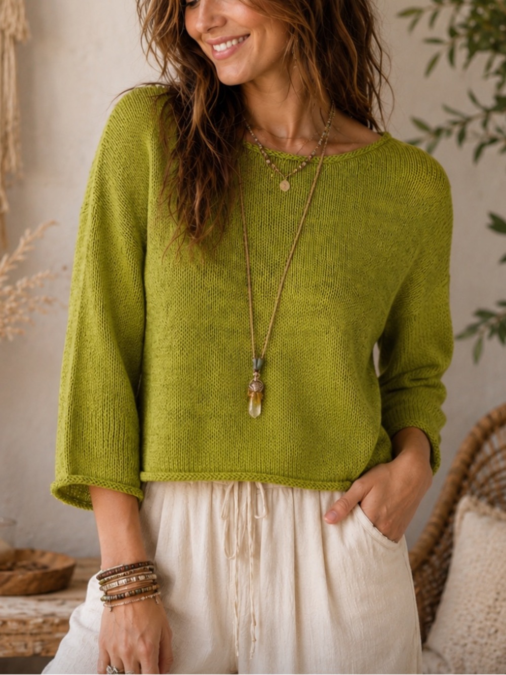 Marsh Landing Rolled Neck Cropped Knit Sweater